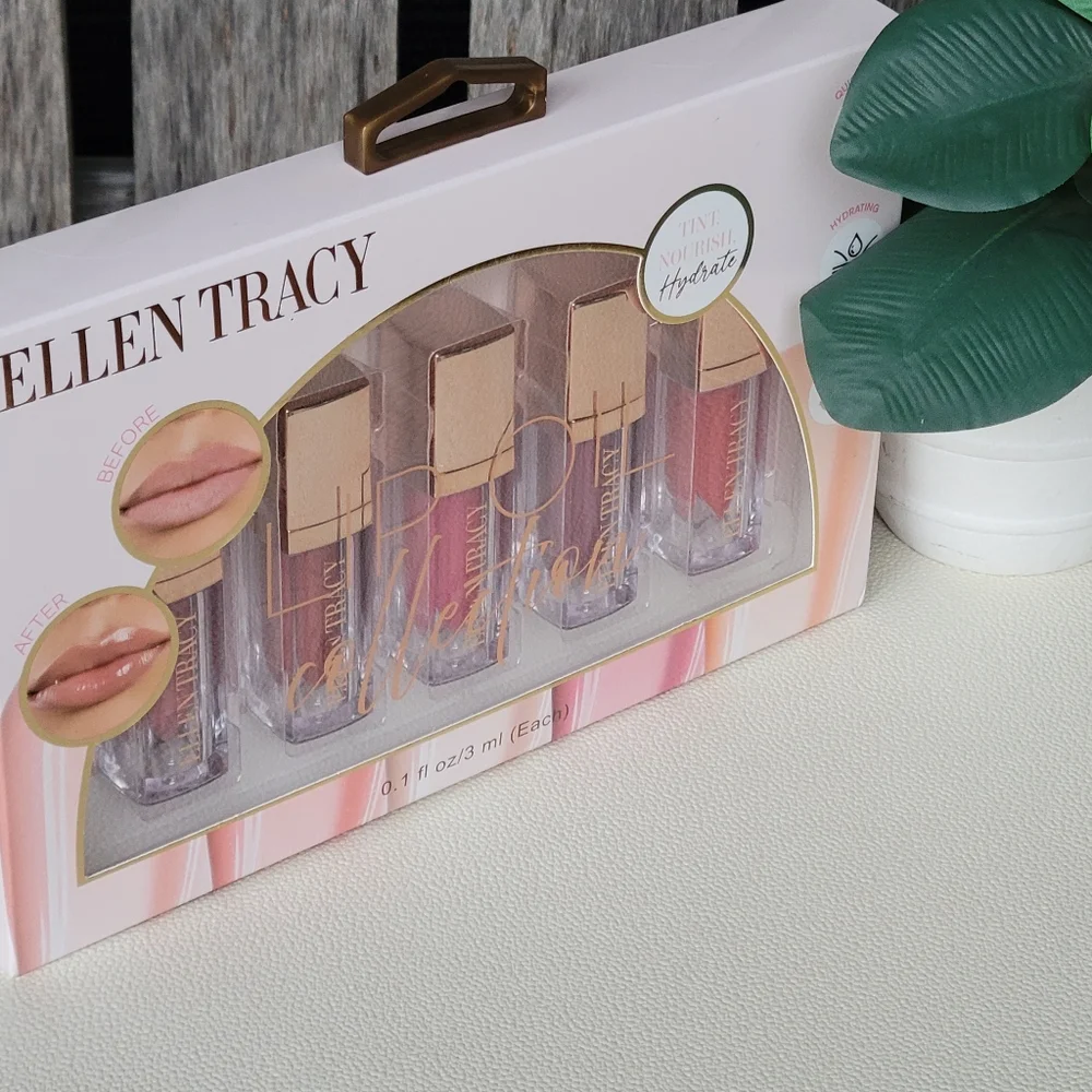Ellen Tracy Lip Gloss Collection - Vibrant Pink and Red Hues